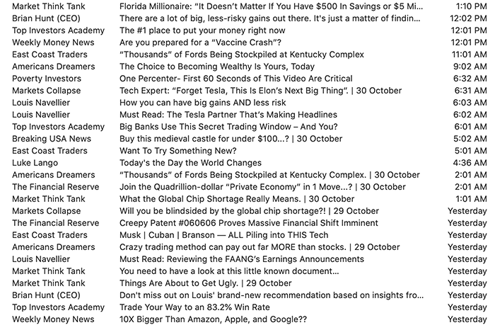 Salesforce stock pump and dump spam emails